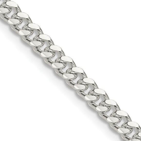 Kazi Luxury Sterling Silver 4mm Domed w/ Side D/C Curb Chain